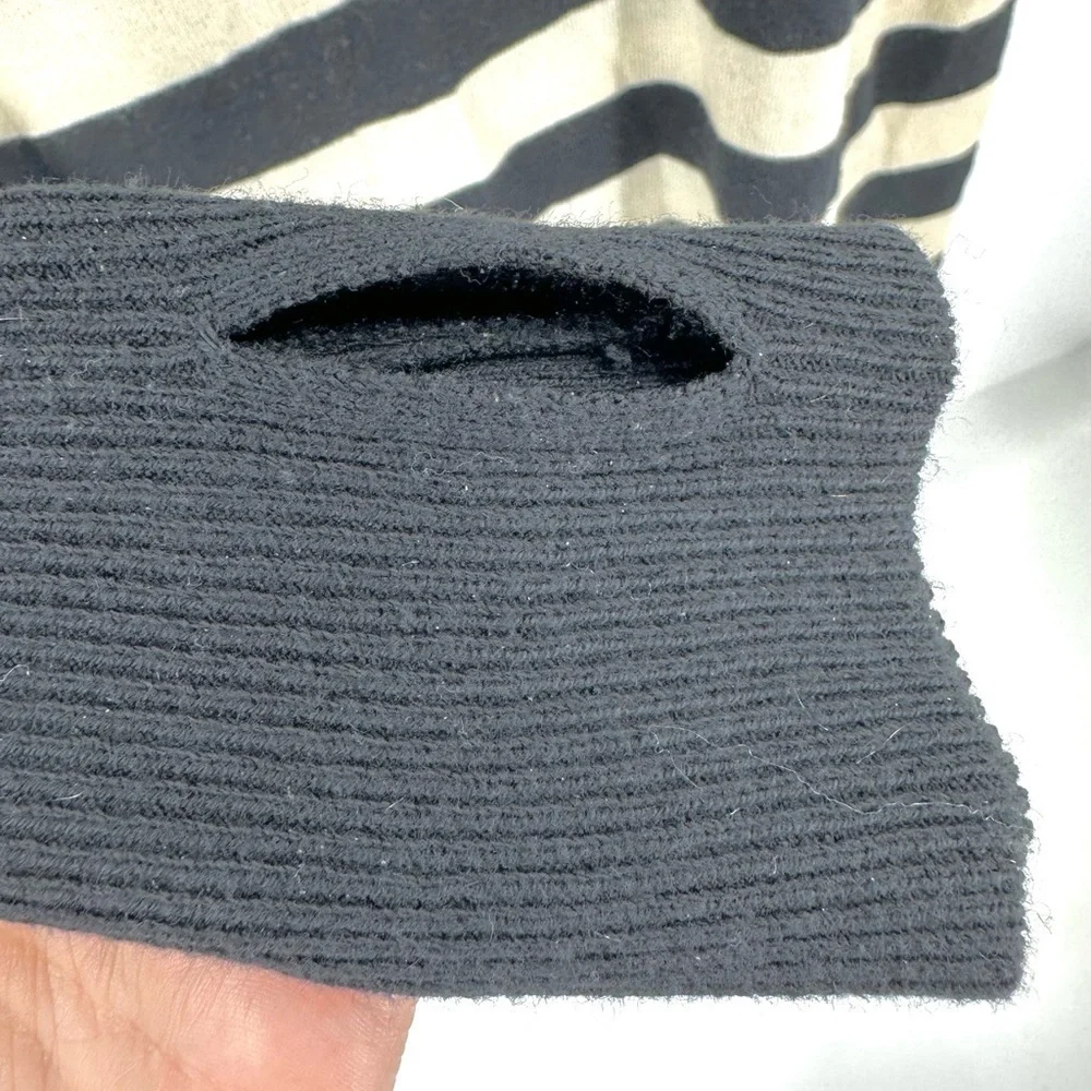 Pam & Gela Sweater Womens Small Wool Cotton Side Zip Nautical Preppy Stretch